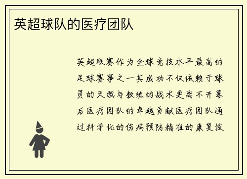 英超球队的医疗团队